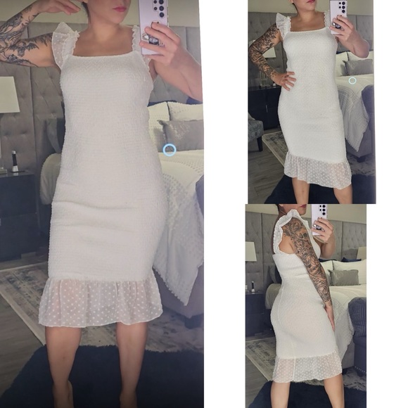 NWT Midi Dresses for Women - Backless Dress Square Neck Stretchy Ruched Fabric S - Picture 17 of 17